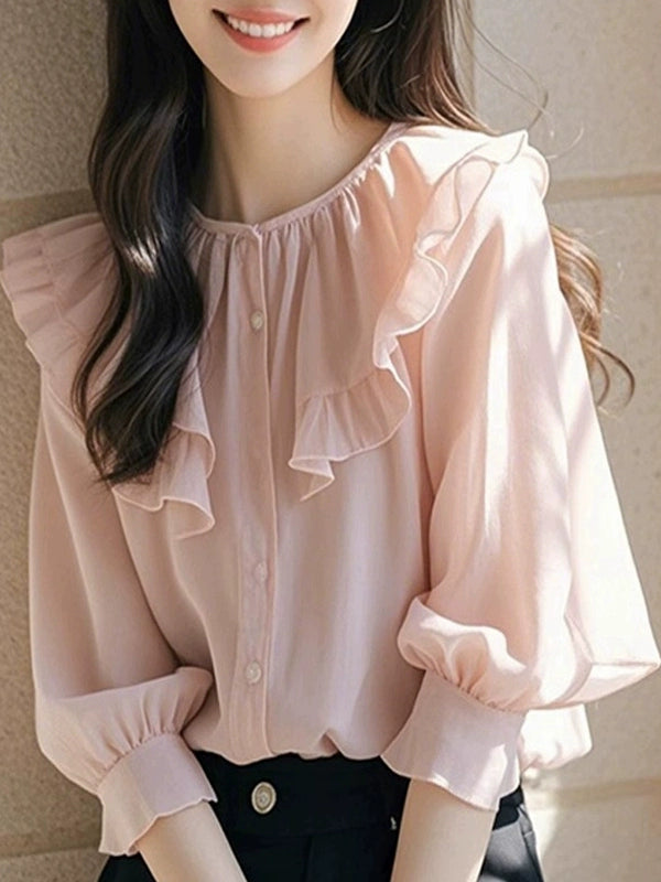 シフォンタッチラッフルブラウス