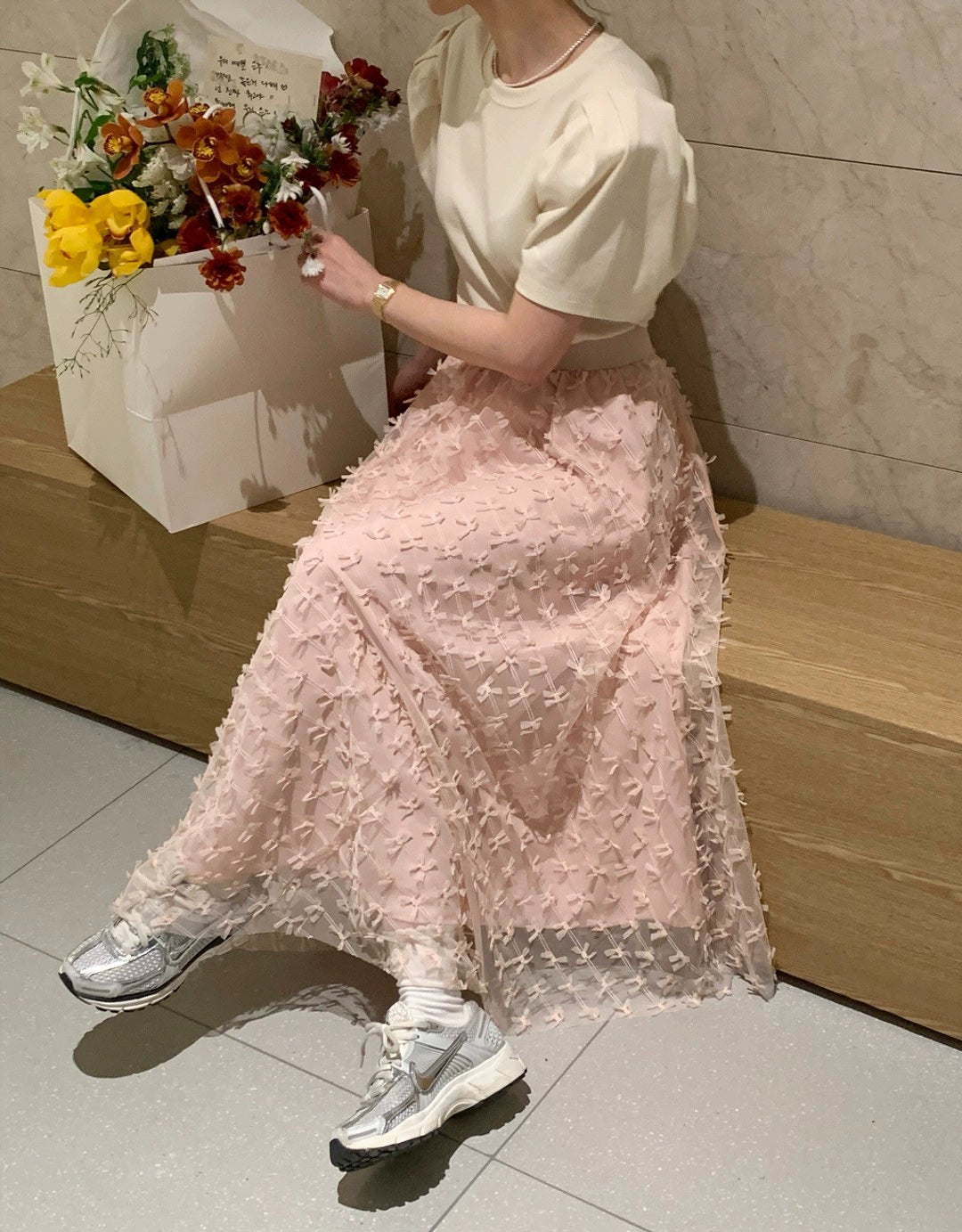 フローラルシフォンスカート