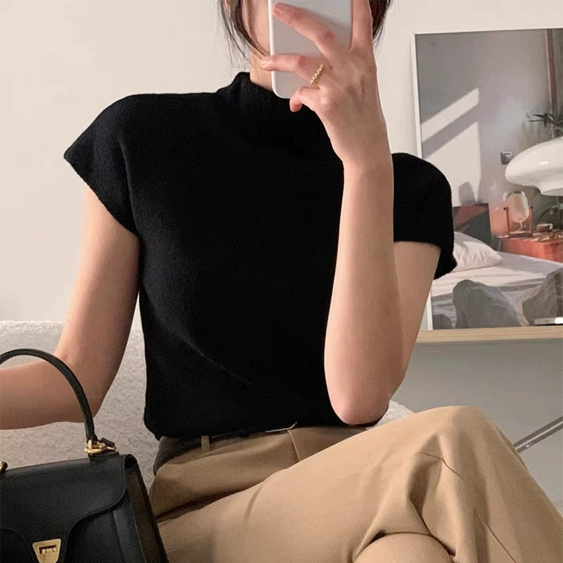 ハイネックリブニットTシャツ