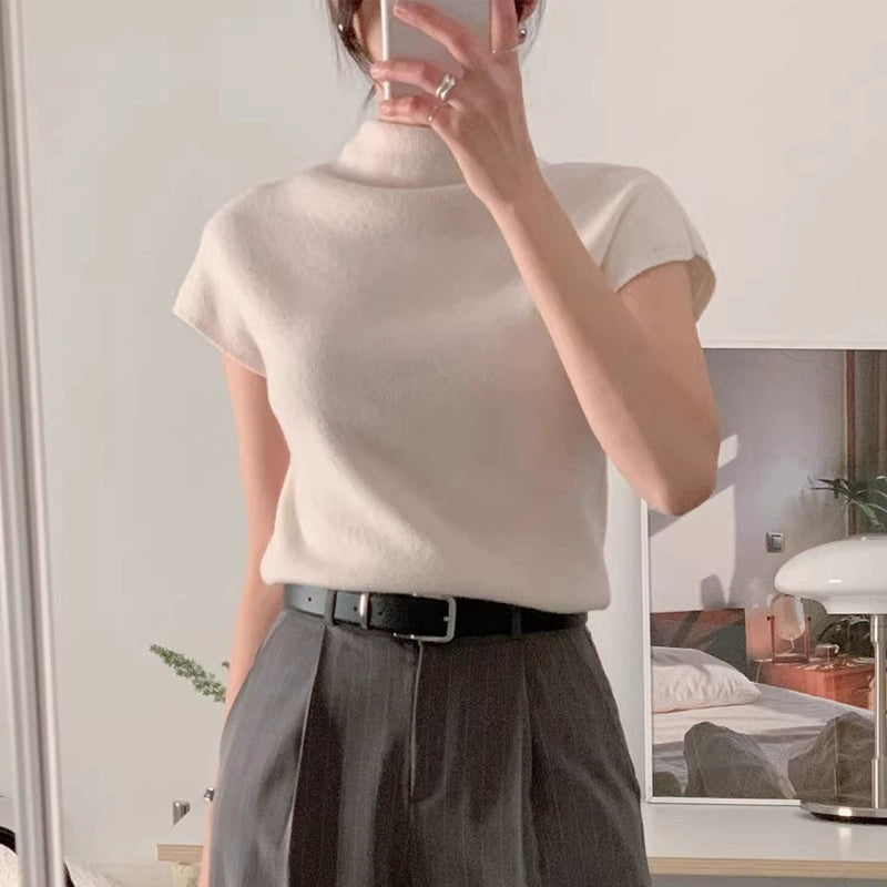 ハイネックリブニットTシャツ