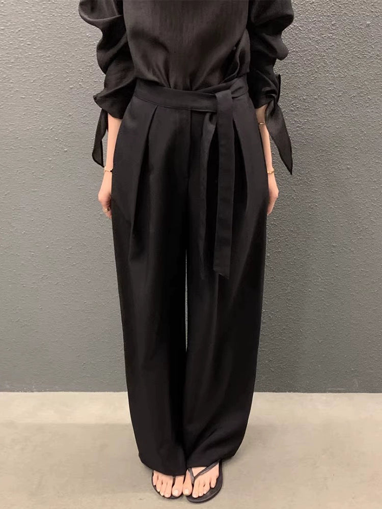 ウエストリボンワイドパンツ