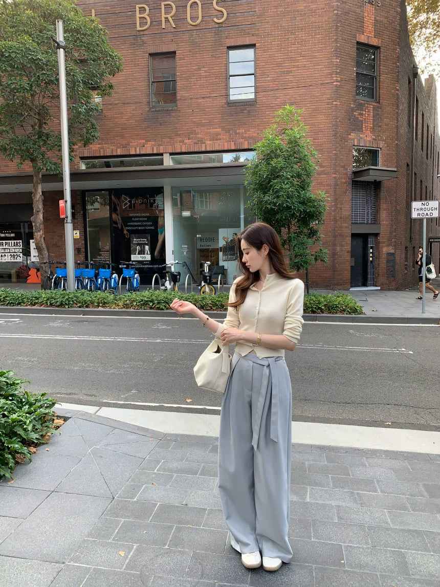 ウエストリボンワイドパンツ