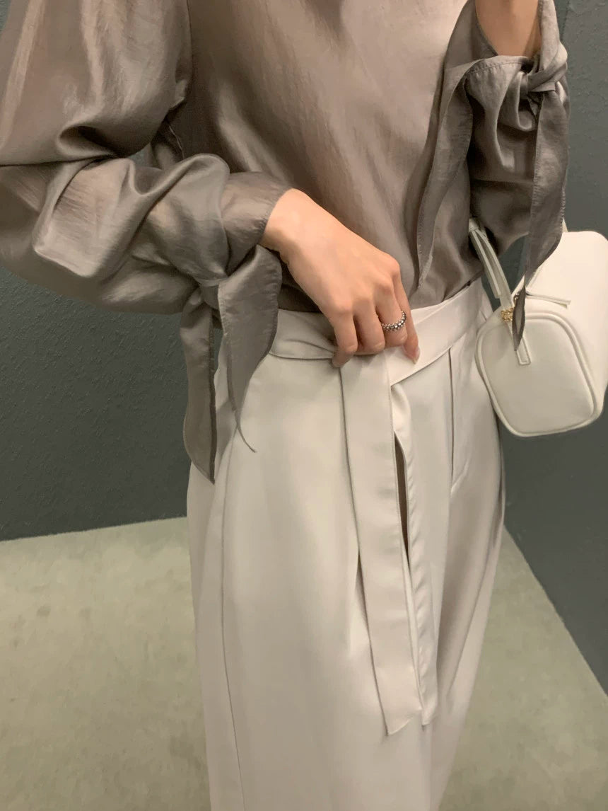ウエストリボンワイドパンツ