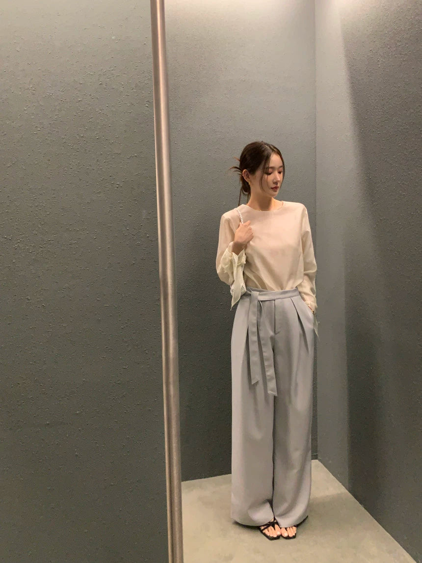 ウエストリボンワイドパンツ