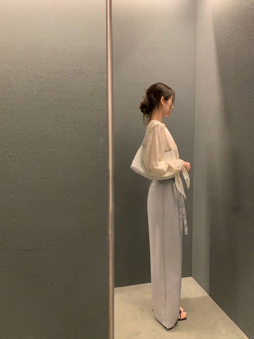 ウエストリボンワイドパンツ